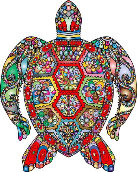 sea turtle art with intricate design